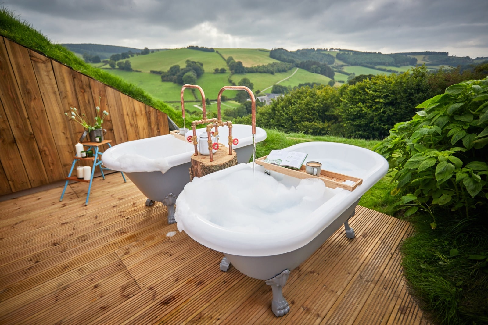 Double baths at The Nest at Burrows Dollassey cottages in Mid Wales